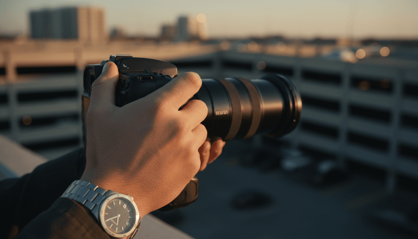 Detective with surveillance camera equipment